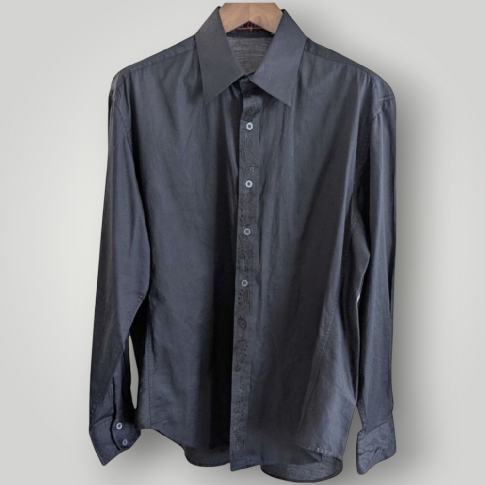 Robert Graham XL Black Button Down Shirt with Embroidery Detail - Picture 2 of 5